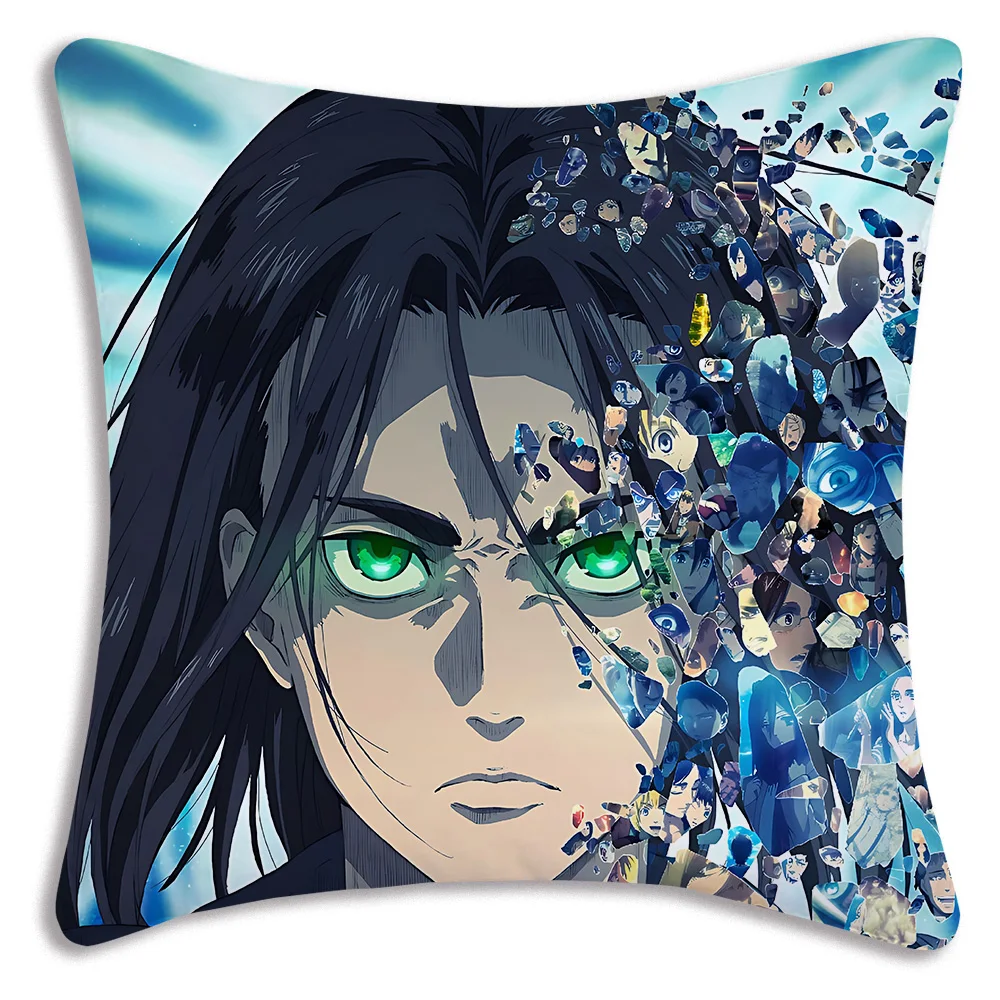 Anime A-Attack On TitanS fodere per cuscini Cartoon Sofa decorativo casa stampa fronte-retro breve peluche carino fodera per cuscino