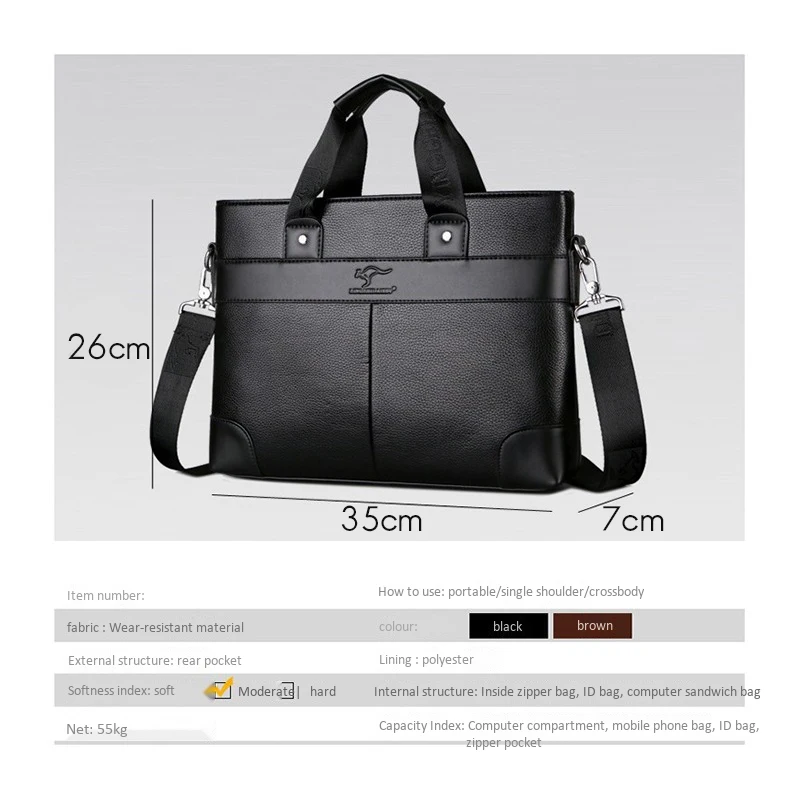 LINGZHIDAISHU Brand Business Men's Briefcase High-Quality Handbag Leather Men's Laptop Bag Messenger Bag Men Brown HOT