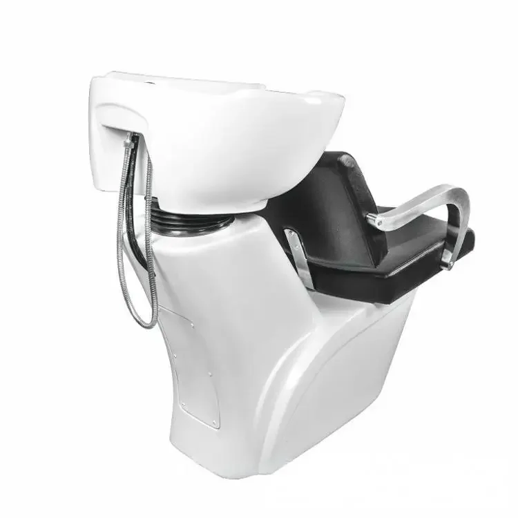 2026 Modern Design White Synthetic Leather Shampoo Chair with Massage for Barber Shop Beauty Salon Bed Unit for Bathroom Use