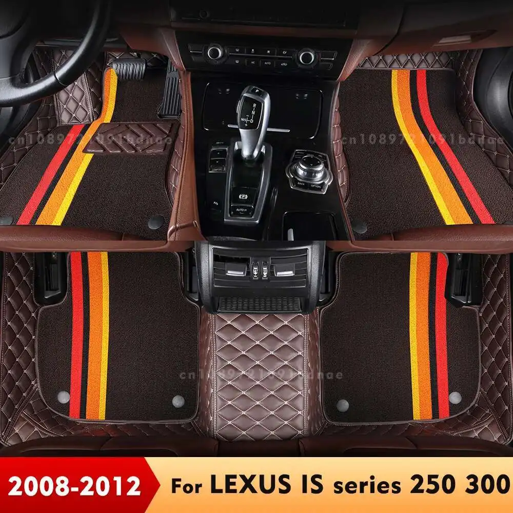 

Для LEXUS IS седан 200 300 300C 250 250C 2008-2012 09, двухслойные автомобильные коврики, индивидуальные подушечки для ног, аксессуары для ковров