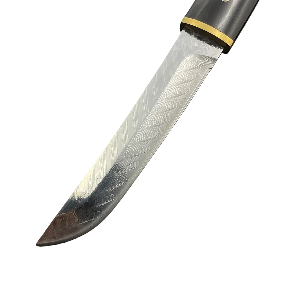 Damascus Blade Ebony Handles Tactical Hunting Knives, Camping Survival Tools, Portable Fruit Knives Everyday Carry with Gift Box