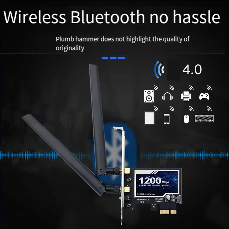 

Профессиональный беспроводной адаптер PCI-E 1200 Мбит/с 2,4G/5Ghz с Bluetooth 4,0 Wi-Fi-карта Fordesktop поддерживает Forwin7/8/10/11
