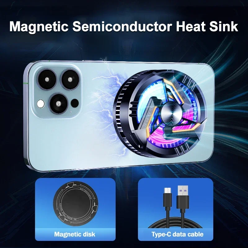 GT28 Semiconductor magnético para teléfono móvil, ventilador de refrigeración rápida, radiador, 2 engranajes, Enfriador de juegos Universal ajustable para IOS, Android, PUBG