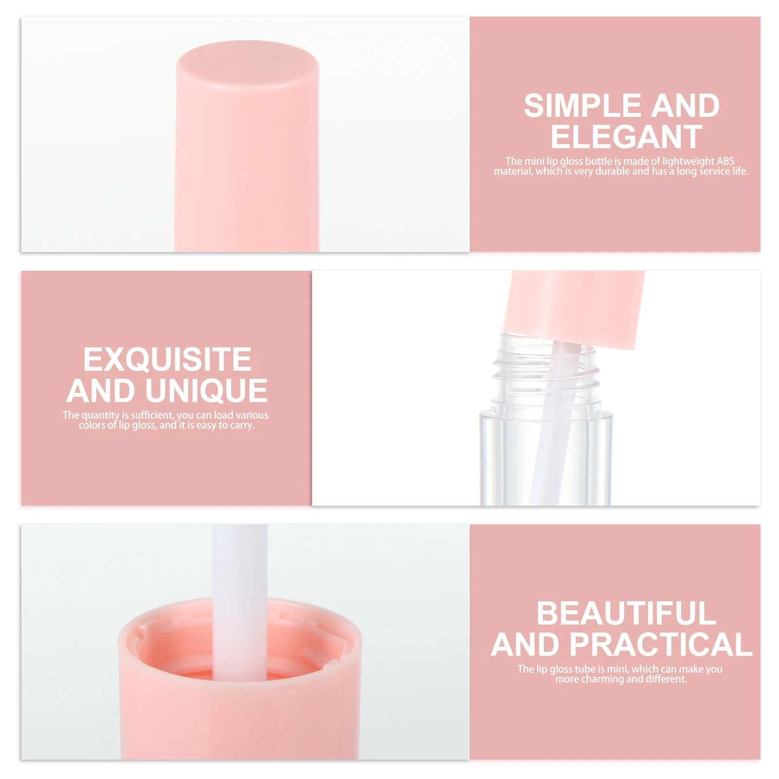 

10pcs Lip Gloss Tube Round Refillable Bottles Bulk Color Plastic Lightweight ABS Portable Travel Daily Use Makeup