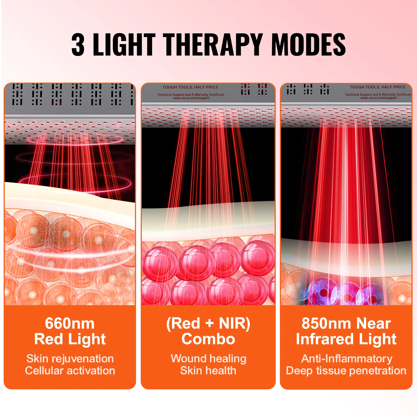 VEVOR Red Light Therapy for Body Face 60 Dual-Chip LEDs,Red 660nm & Near Infrared 850nm Combo High Power Red Light Therapy Panel