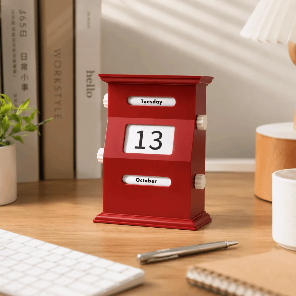 Creative Perpetual Desk Calendar Desk Date Display DIY Time Block Calendar Handmade Decorative Vintage Desktop Calendar