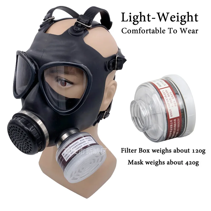 Black 87 Full Face Rubber Chemical Gas Mask Respirator P-A-1 Filter Box For Painting Spray Pesticide Prevention Mask Work Safety