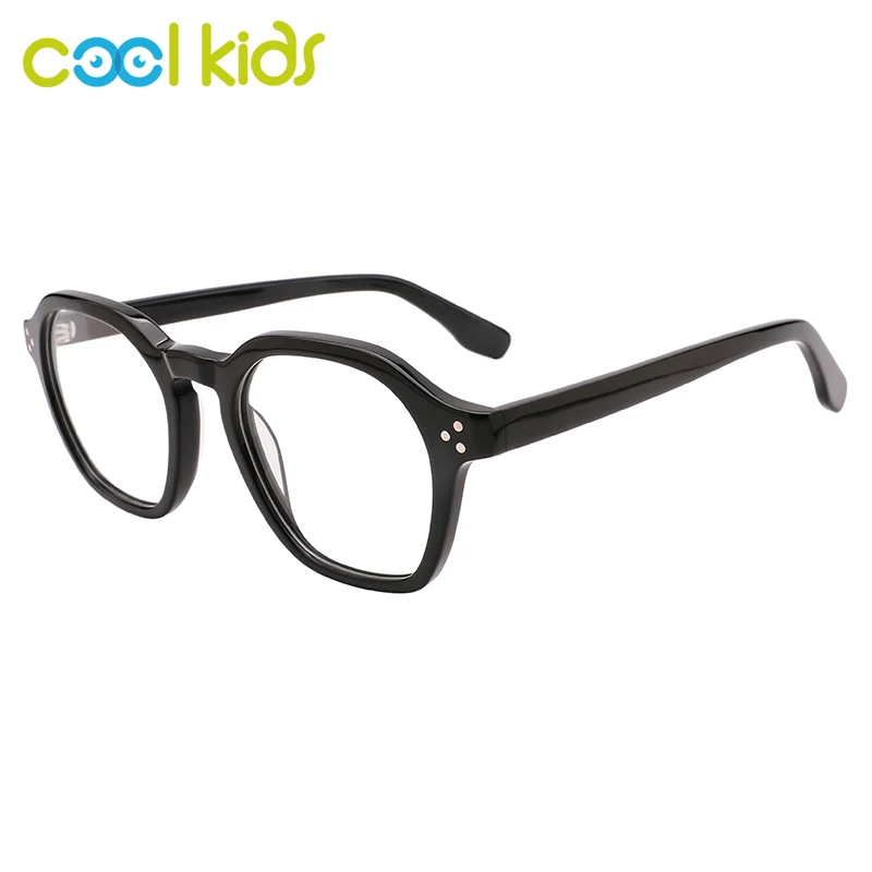 COOLKIDS Unisex Eyewear Acetate Thick Geometric Shape Frame Optical Glasses Classical Color Design Glasses in 4 Colors WD1333