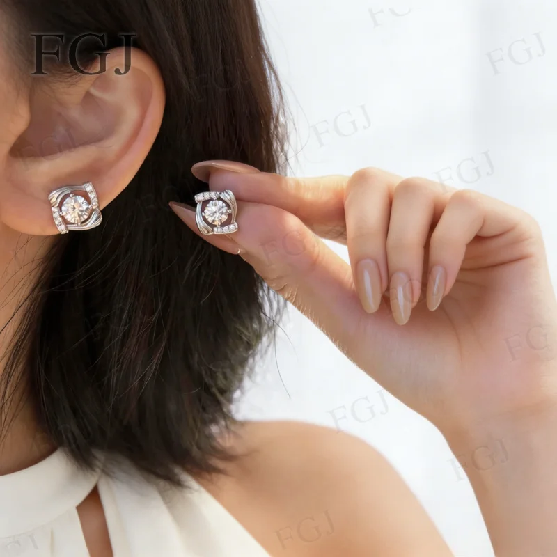 1ct Moissanit-Ohrringe, D-Farbe, VVS1, S925-Sterlingsilber, Ohrstecker für Damen, Geburtstagsfeier, hochwertiger edler Schmuck, Geschenk – Detail 19