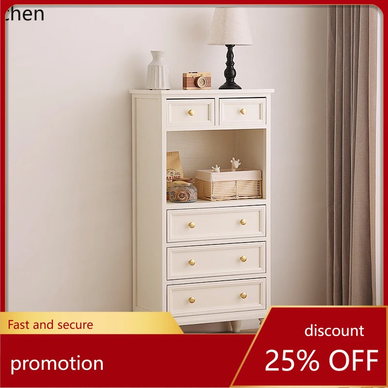 

HT cream wind solid wood bedroom locker retro cabinet living room side cabinet drawer bedside living room decoration
