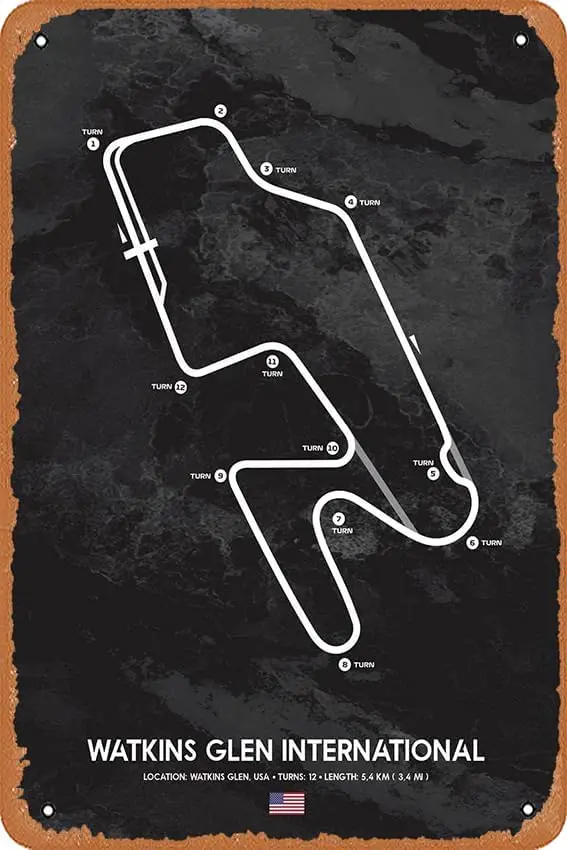 1p,muecddoa Metal Signs - New Track Edition Watkins Glen -  inches Metal Poster.