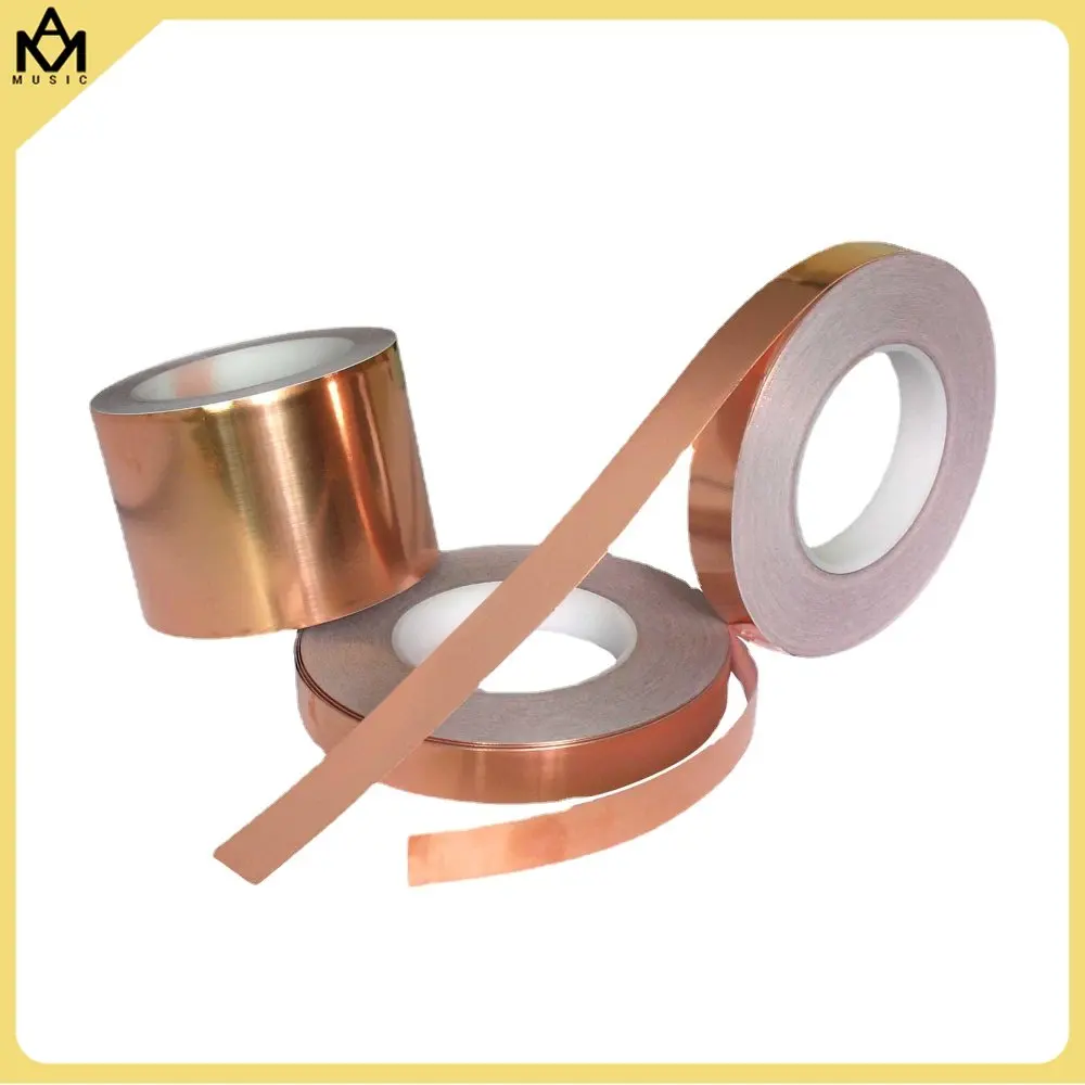 

10/20m 6/8/10/20mm Single-sided Adhesive Conductive Copper Foil Tape Guitar Pickup EMI Shield Eliminate Anti-static Accssories