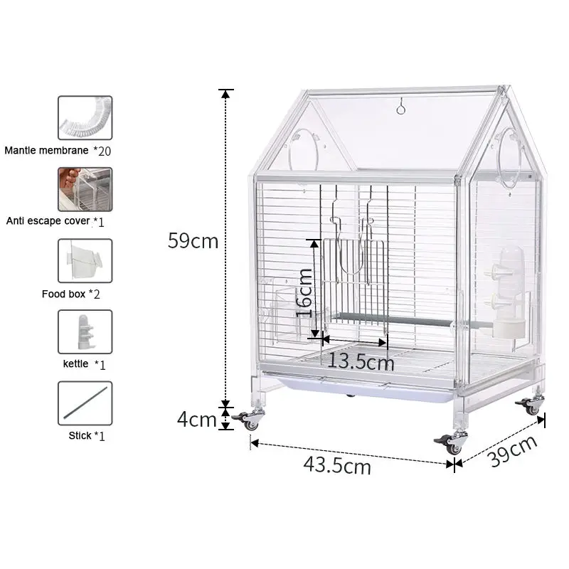 New to Outdoor Parrot Cage Large Space New Villa Birdcage Birdcage High Ornamental for Observation of Bird Activity