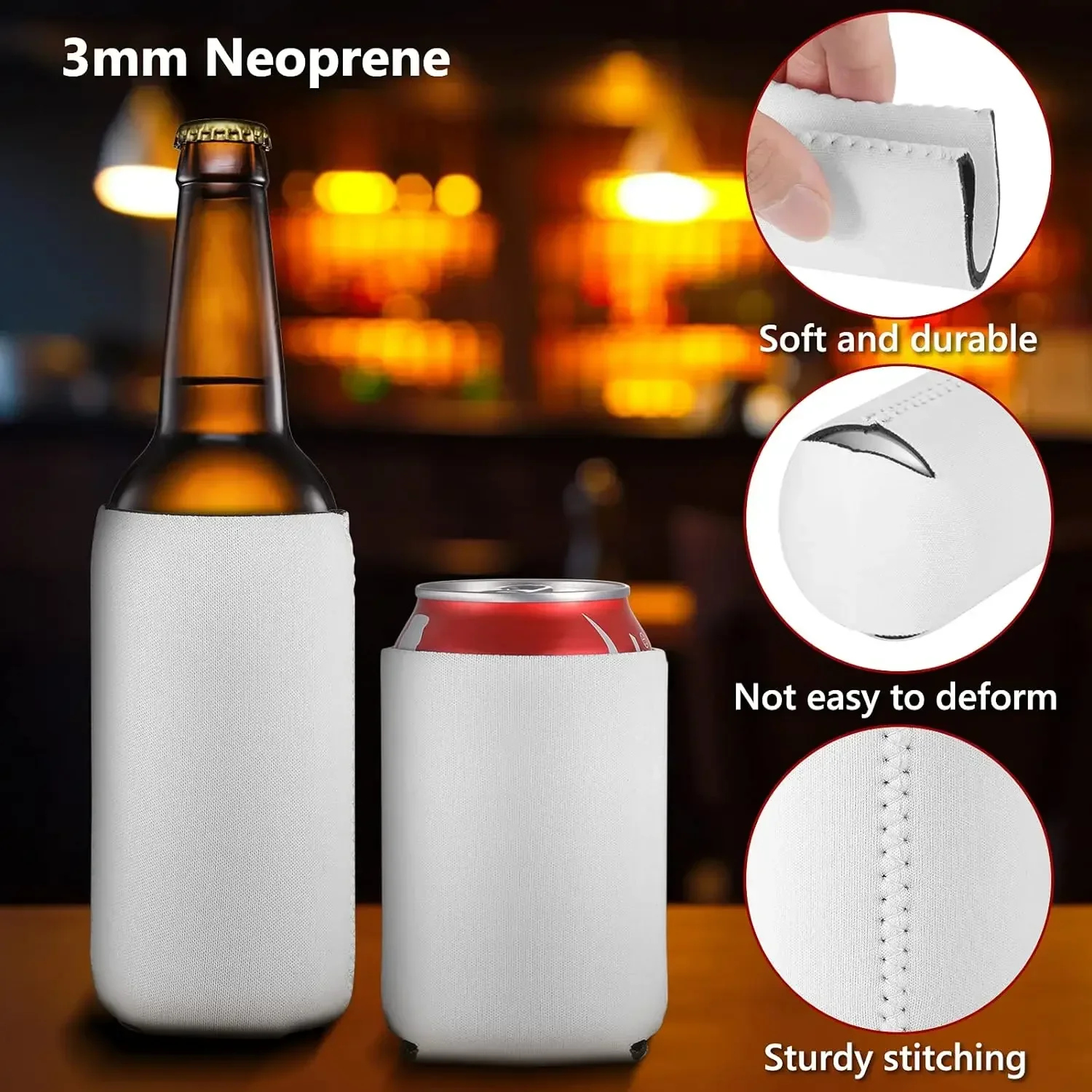 6pcs/12pcs Personalized Sublimation Neoprene Beer Can Cooler Sleeves, Perfect for Weddings and Bachelorette Parties