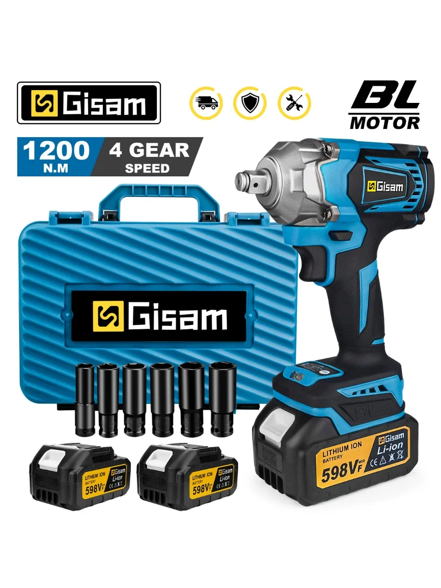 GΣ 1200N.M Koppel Borstelloze Elektrische Slagmoersleutel 1/2 inch Accusleutel Schroevendraaier Power Tool Voor Makita 18V Batterij Pin - afbeelding 2