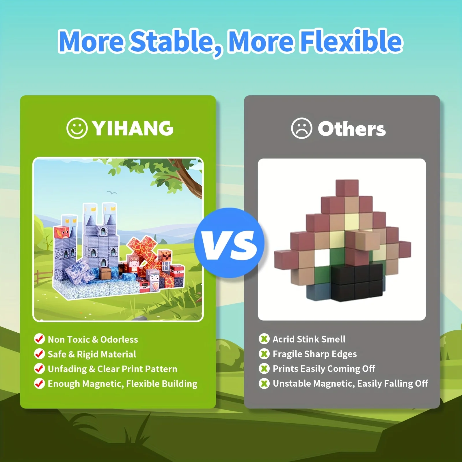 100 قطعة من مكعبات البناء المغناطيسية من سلسلة مخصصة. تحميز الألوان الغنية، يمكن امتصاصها بسهولة وتجميعها بحرية، وهو هييل