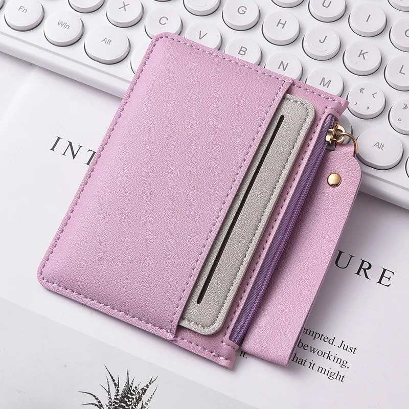 Slim Ultra Thin PU Card Holder Women Korean Zipper Coin Purse Multi Card Slots Wallet RFID Blocking Id Cards Bag Card Case