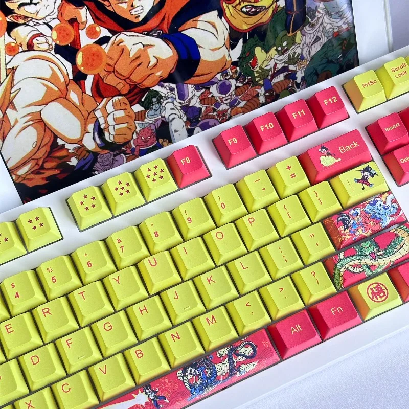 Cartoon anime Dragon Ball Goku keycap 108 key cross axis mechanical keyboard replacement sublimation PBT boyfriend birthday gift