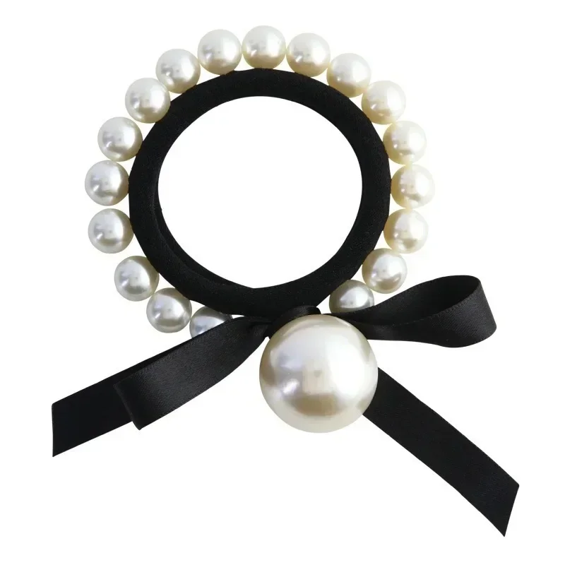 1PC Spring New Style Small Fragrant Pearl Bow Hair Loop Versatile Tie Hair Rubber Band Headstring Hair Rope Women's Jewelry