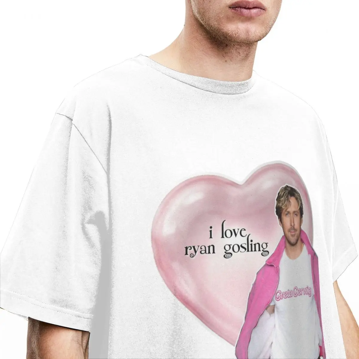 Men Women Shirt I Love Ryan Gosling Stuff Vintage Pure Cotton Short Sleeve Pink Heart T Shirt O Neck Clothing Plus Size