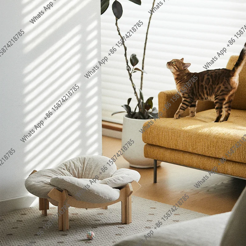C Creative Petal Nest, Birch Structure Comfortable Pet Nest, With Soft Cushions, Free Combination, Living Room Footstool
