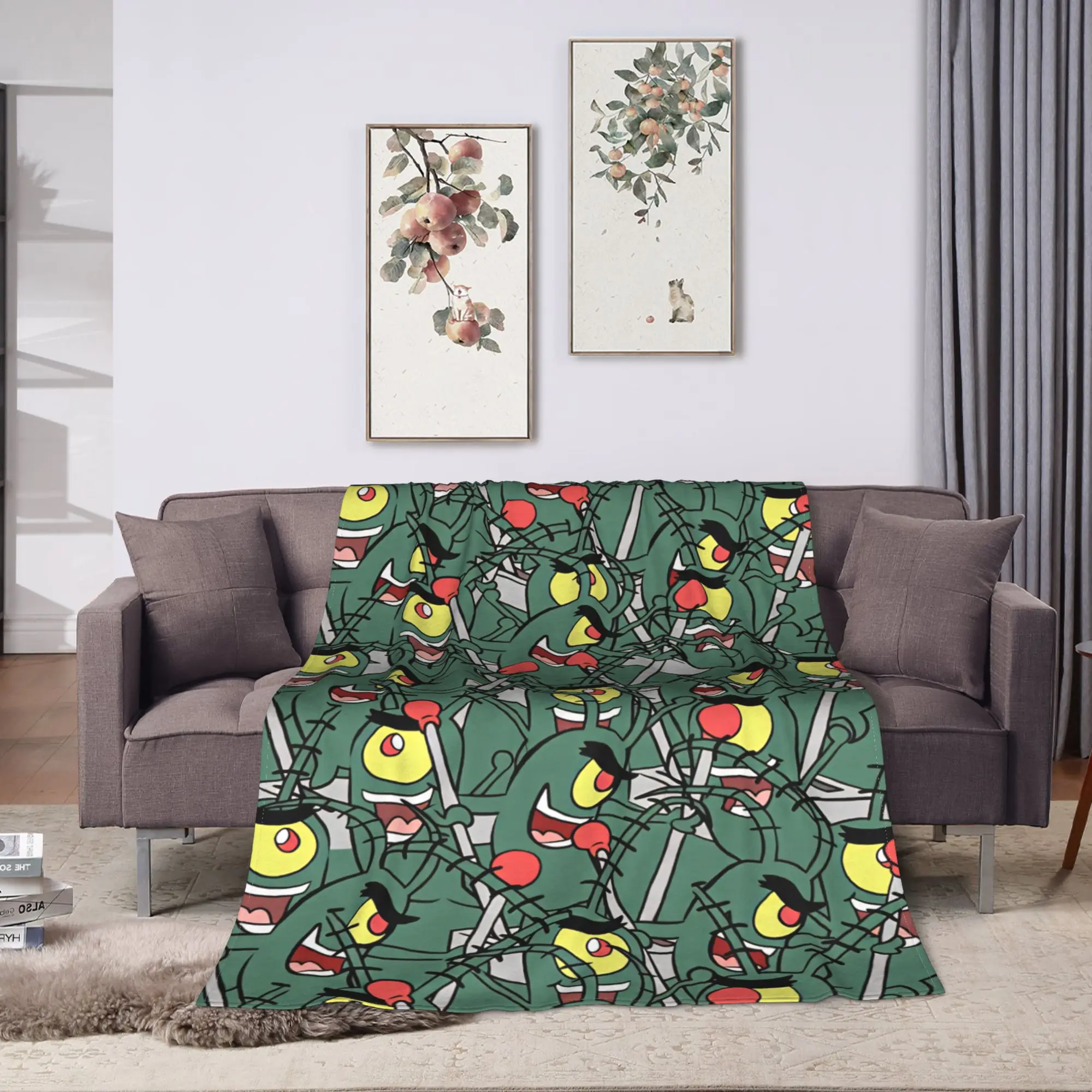 SpongeBobs Plankton  Blanket Quality Soft Warm  Bedding Throws Winter Girls Boys Bedroom Funny Bedspread