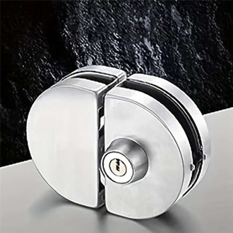 Juego de cerraduras para vitrina/vitrina de vidrio A45M, puerta doble de acero inoxidable, sin necesidad de perforación, juego de herramientas para el hogar fácil de instalar con 2