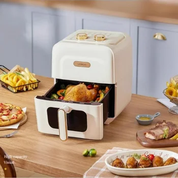 Image 220V Air Fryer Visual Household New Multifunction Electric Oven Integrated 6L Large Capacity Electric Fryer Air Fryer