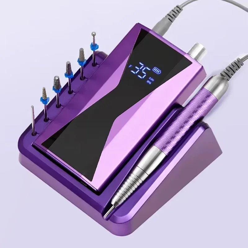 

High End Portable Brushless Professional Rechargeable Nail Drill Machine 35000rpm Manicure Electrical Nail Gel Polishing Sander