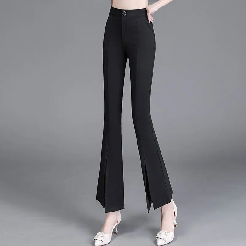 2023 abbigliamento donna moda Casual temperamento ufficio signora tasche Skinny tinta unita dignitoso primavera estate pantaloni svasati sottili