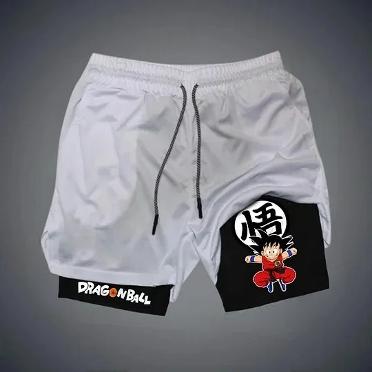 Pantaloncini Dragon Ball 2025 Y2K - Pantaloncini sportivi autentici Goku a doppio strato, con licenza ufficiale, comodi e traspiranti per lo sport