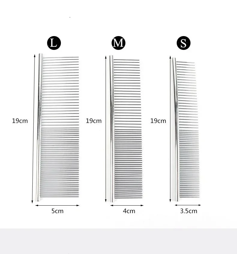 Novo pente para animais de estimação de aço inoxidável, pente para cães e gatos, remove suavemente o sobretudo solto, nós emaranhados de pulgas