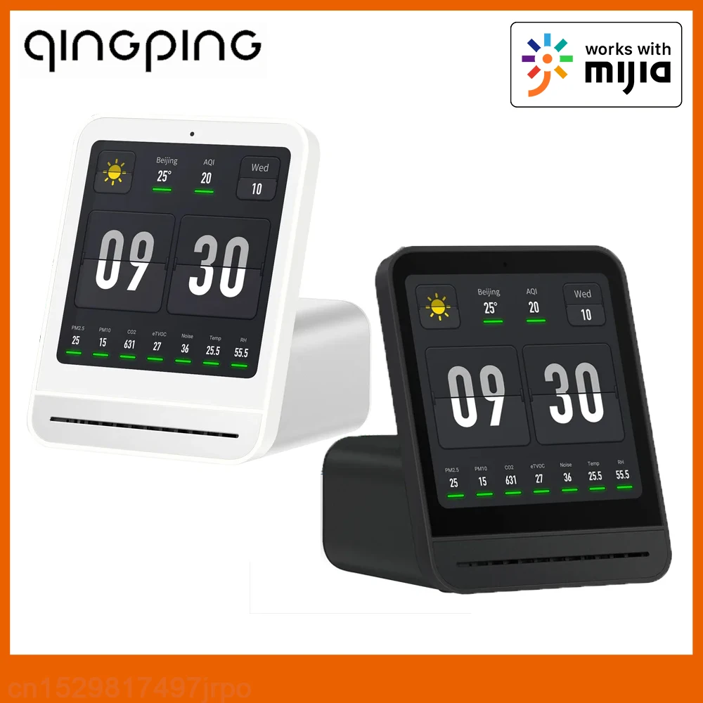 New Qingping Air Monitor 2 PM2.5 CO2 eTOVC Air Quality Detector Meter Touch Control Mijia APP Hygrometer Thermometer Clock