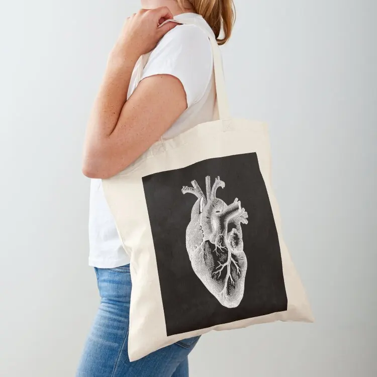 

Anatomical Heart - White Outline Tote Bag reusable grocery bags Candy bags custom canvas bag shopper bags