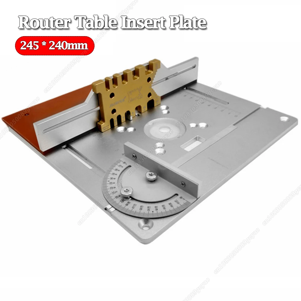 

Aluminium Router Table Insert Plate Electric Wood Milling Flip Board w/ Tenon Backing and Miter Gauge Set Woodwork Router Table