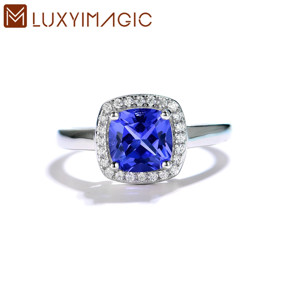 

Luxyimagic Nano Tanzanite Gemstones Ring for Women Solid 925 Sterling Silver Korean Trendy Cousin Engagement Wedding Jewelry