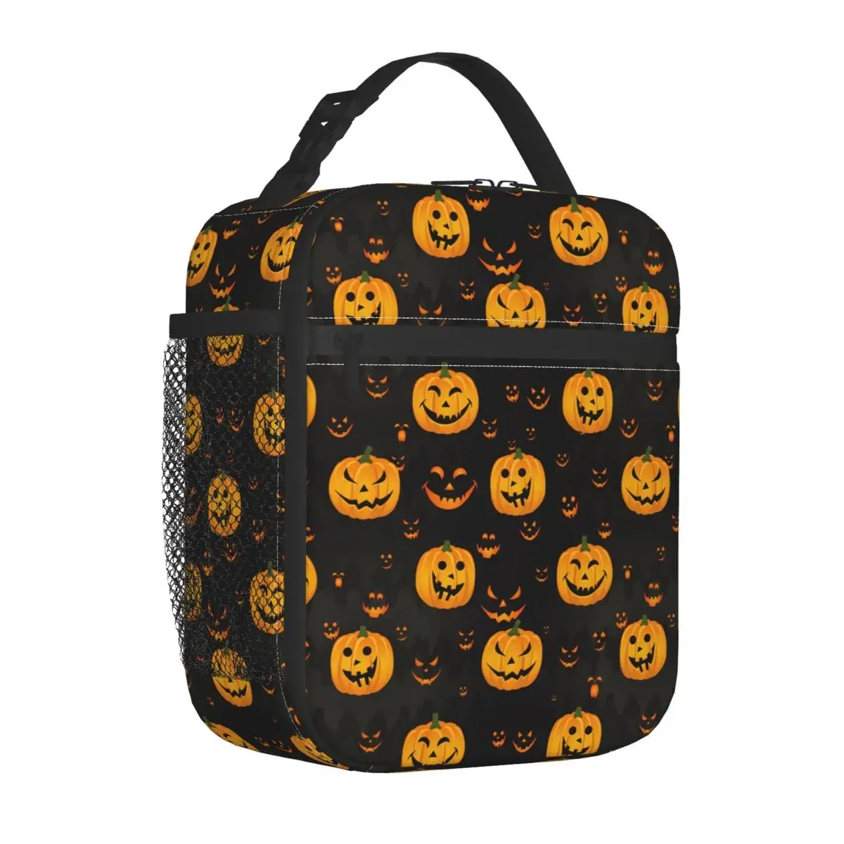 

Halloween Pumpkins Insulated Lunch Bag Thermal Bag Lunch Container Scary Face High Capacity Tote Lunch Box for Men Women School