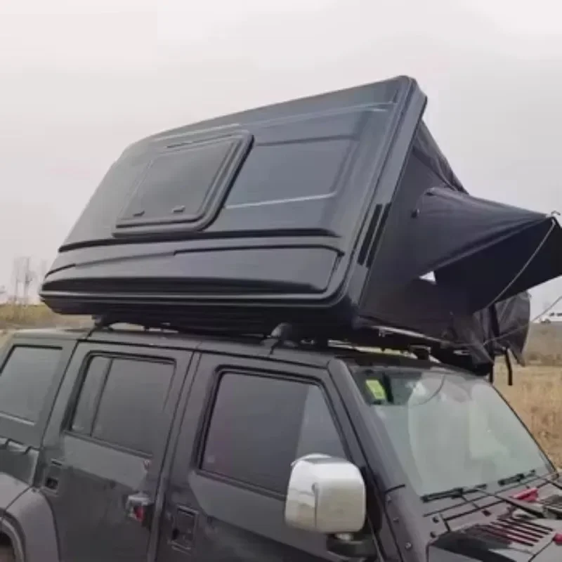 

Waterproof Black Clamshell Canvas Roof Top Tent 2-3 Person Four-Season Hydraulic Quick Automatic Opening For 4x4 Off-Road