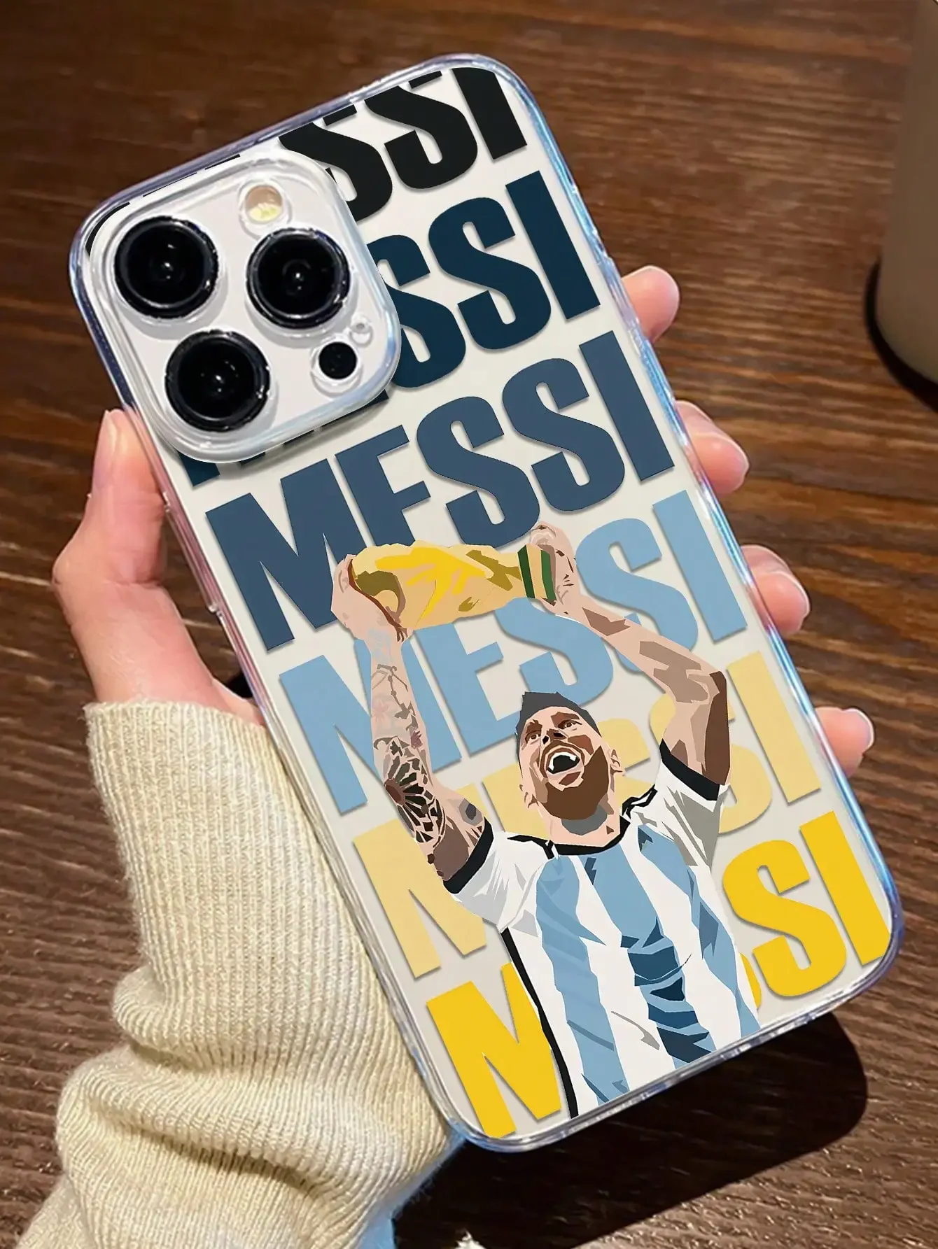 No. 10 Messi Football Pattern Transparent TPU Full Body Anti-Drop Anti-Fingerprint Phone Case Compatible with Iphone 11 Case