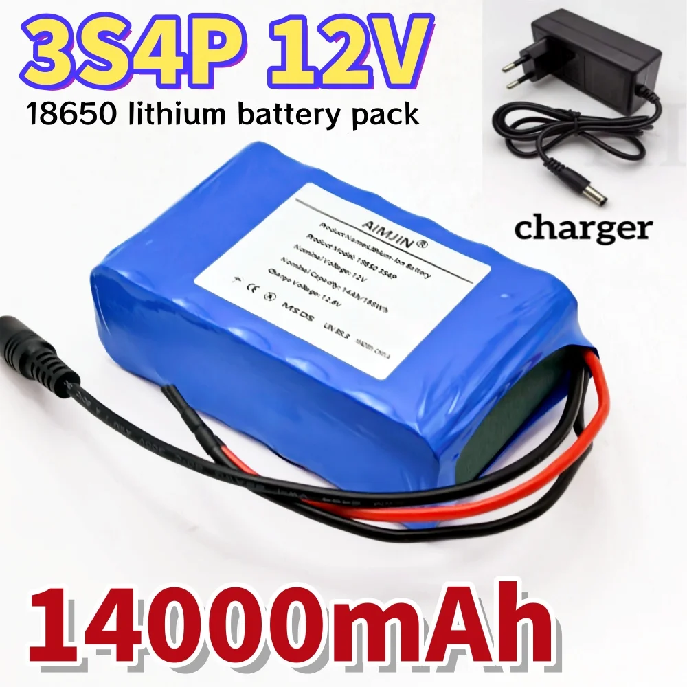 

18650 Li-ion 14Ah 12V 3S4P 14000mah battery Rechargeable batteries with BMS Lithium Battery packs Protection Board