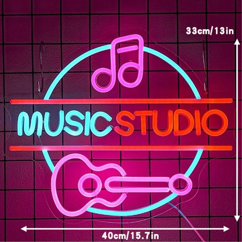 Music Studio Sign Dimmable LED Wall Door Decor Letter Light For Live Concert Club Bar Bedroom Pink