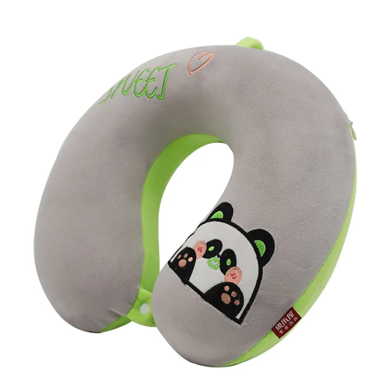 China Cartoon Panda Sleeping U Pillows Memory Foam Travel Pillow Neck Support Cushion Flight Car Airplane Gifts for Adult Kids