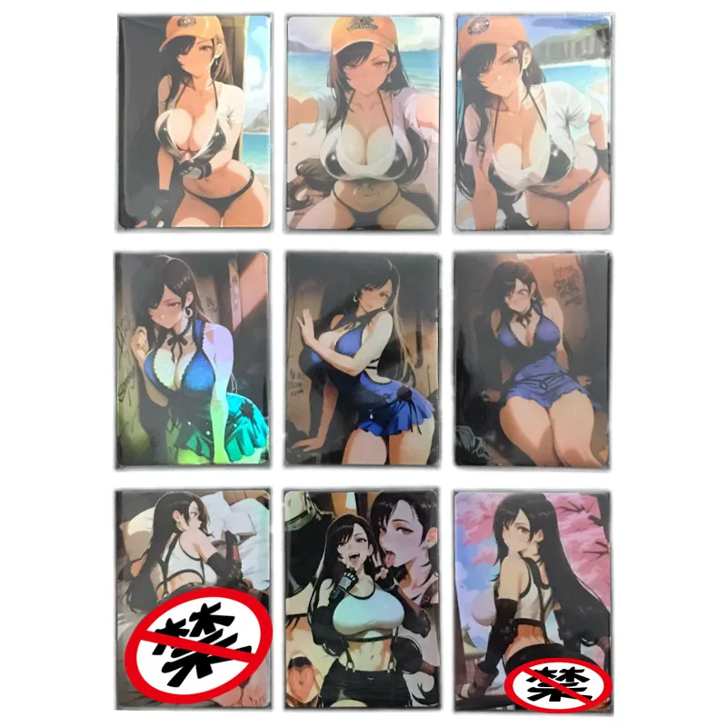 9 unids/set tarjeta Sexy Final Fantasy Tifa ACG diosa tarjeta desnuda 18+ adultos Anime PC juegos de aventura juguetes regalos tarjetas de colección