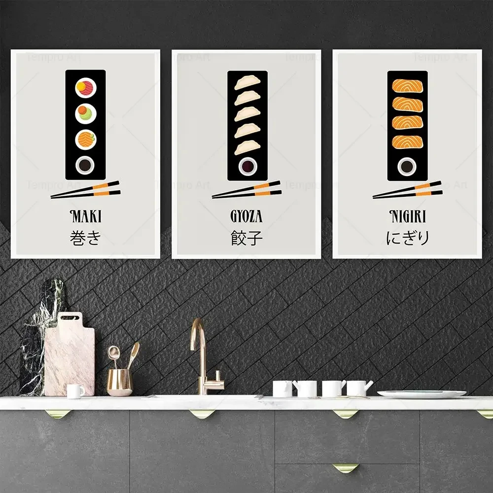 Vintage Ramen Gyoza Sushi Maki Nigiri Sake Dorayaki Wall Art Canvas Painting Japanese Food Poster Prints Pictures Kitchen Decor