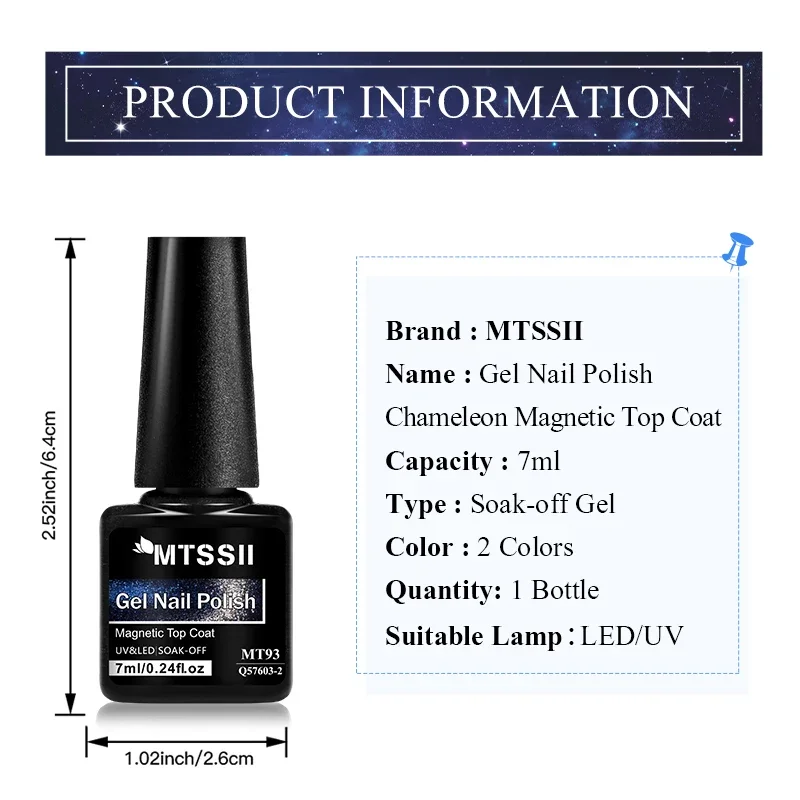 2 IN 1 Chamelon Magnetico Top Coat Glitter Snowlight Magnetico Gel Smalto per unghie Semi Permanente UV Art Gel Vernice Forniture