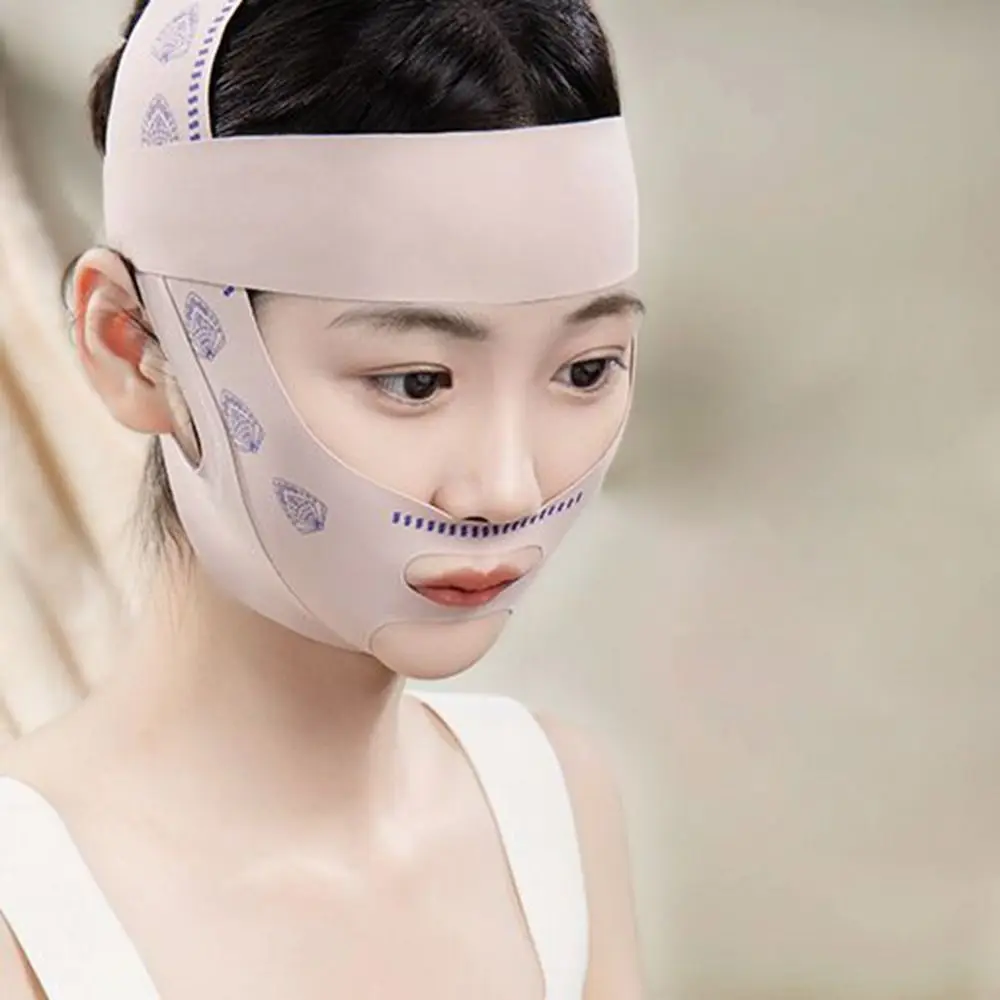 Maschera per il sonno regolabile per scolpire il viso Maschera per rassodare il sollevamento elastico traspirante Cura della pelle Cinghia dimagrante Maschera modellante a linea V