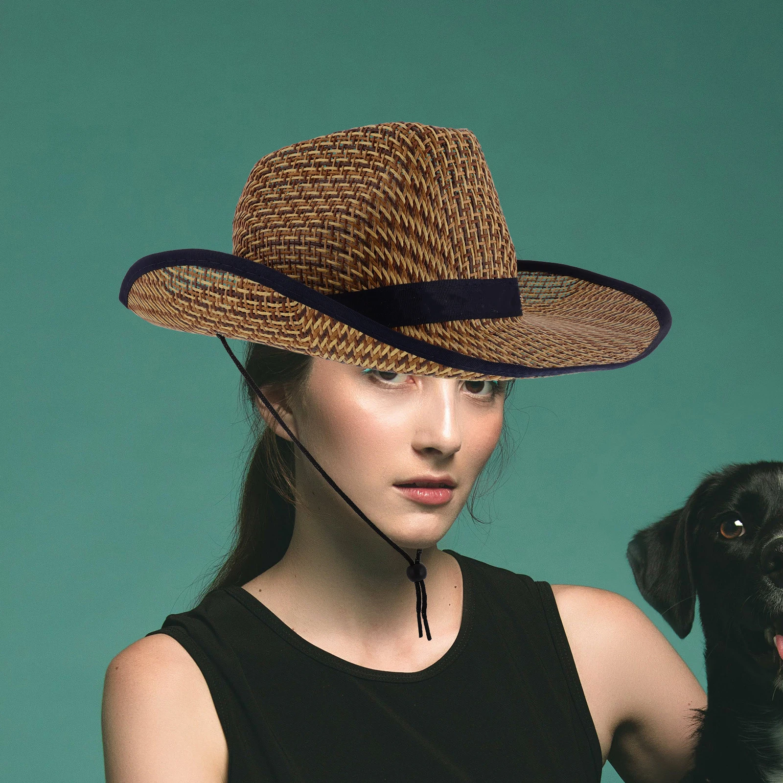 

Sun Straw Beach Hat Men Women Wide Brim Breathable Fishing Western Cowboy Style Outdoor Summer Lightweight Farming Cap For Women