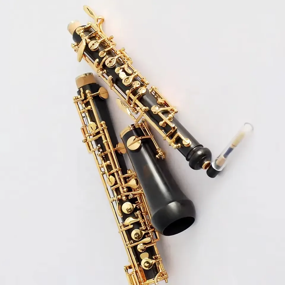C‑Tone 17‑Key Ebony Oboe Gold‑Plated Keys International Standard Woodwind Instrument With Canvas Carry Case