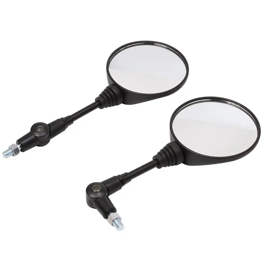 Universal 10mm Black Motorcycle Side Mirror, Anti-fall Folding Round Rearview Mirror