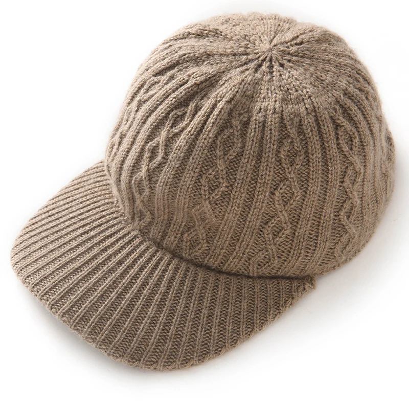 high-quality-pure-cashmere-women's-knitted-embroidered-duckbill-hat-winter-outdoor-warm-solid-color-duckbill-cap-for-women's